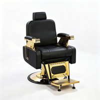 Fauteuil de barbier classique de luxe en cuir PU, design traditionnel, base à pompe hydraulique robuste, pivotant à 360 degrés, pour salon de coiffure, hôtel
