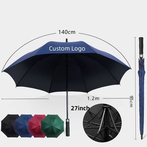 Parapluies de golf droits semi-automatiques en tissu écologique personnalisés, <span class=keywords><strong>grand</strong></span> format, coupe-vent, avec impression de logo, vente en gros - Product Image 2