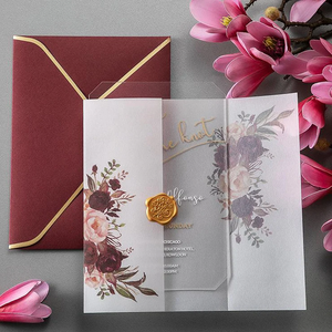 ชุดการ์ดเชิญงานแต่งงานอะคริลิกใสแบบกำหนดเอง พร้อมซองใส่กระดาษเวลลัมลายดอกไม้ ตราประทับขี้ผึ้ง และซองจดหมาย สำหรับงานแต่งงานระดับพรีเมียม - Product Image 4