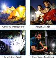 Lanterne de camping solaire à LED, lampe de poche légère et étanche pour l'extérieur, kit de survie, rechargeable par USB