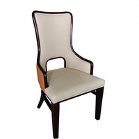 Fauteuil moderne en bois massif avec dossier rembourré et chaise de salle à manger en cuir PU pour la maison, l'hôtel et le restaurant
