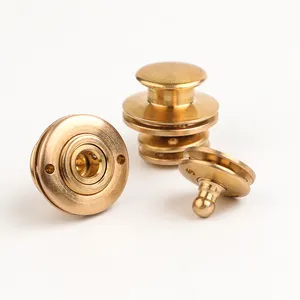 100% Brass Bag Lock Spring Buckle Case Metal Insert Lock Round Head Decorate DIY Leather Craft Hardware