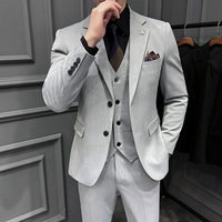 Vente en gros d'usine 3 pièces de costumes pour hommes coupe ajustée de luxe veste de costume robe costume d'affaires formel Blazer gilet ensemble chemise