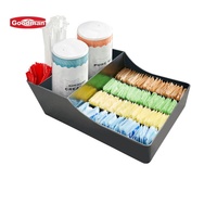 Distributeur de sachets de thé multifonctionnel en plastique PP étanche, support de rangement moderne à 3 plateaux pour boissons, idéal pour les cafés, avec emplacement pour pailles