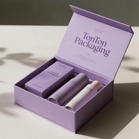 Boîte magnétique personnalisée et boîte cadeau bleue pour ensemble de soins de la peau et emballage de luxe, boîte anti-poussière en papier