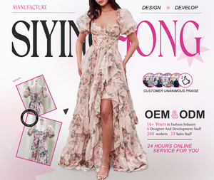 定制新款设计女性夏季跨界优雅沙滩时尚v领长袖印花荷叶边短裙 - Product Image 5