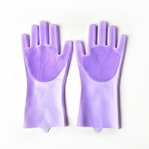 Gants de lavage en silicone, éponges de nettoyage en caoutchouc pour le toilettage des animaux et la vaisselle, avec brosses intégrées - Product Image 1