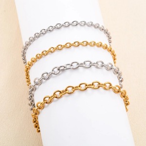 Pulsera de Cadena de Eslabones Sencillos de Acero Inoxidable para Hombre y Mujer, Tobillera, Cadena para Mano, Color Dorado, Joyería Metálica, Regalo - Product Image 1