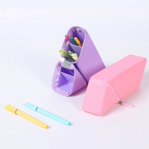Cross Border Silicone Makeup Bag, Pencil Case, <b>Retractable</b> Vertical Opening and Closing <b>Pen</b> Holder, Stationery Bag - Product Image 4
