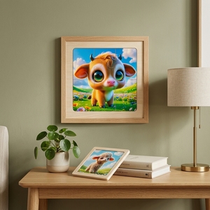 Puzzle en bois pour enfants sur le thème des animaux de la ferme (veau, canard, agneau) avec plateau en bois, découpe laser, finition mate non toxique, boîte cadeau OEM - Product Image 4
