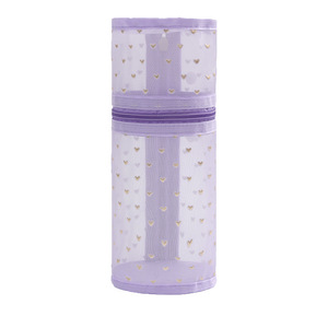 Mesh Makeup Bag Portable Cylindrical With Zipper For Travel And <b>Storage</b> Purple - Product Image 4