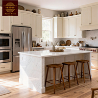 Cuisine sur mesure en bois massif en forme de U, ensemble complet de meubles de cuisine en chêne avec îlot, fournisseur de rénovation complète de la maison