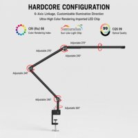 Lampe de bureau LED pliable en métal avec double source lumineuse, base 95Ra, contrôle tactile et télécommande AC pour variation de luminosité/couleur, idéale pour chambre à coucher