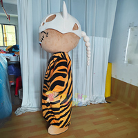 Costume de Mascotte Guerrier Personnalisable en Peluche EVA à Rayures Tigre avec Casque Os et Crâne pour Promotions de Marque et Événements