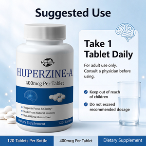 Tabletas de Huperzina-A de Marca Privada 400mcg, Suplemento Dietético para la Concentración y Claridad Mental OEM ODM 120 Unidades por Botella - Product Image 4