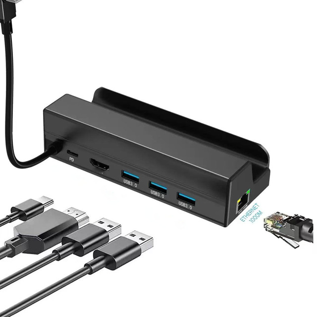4K 60Hz HDTV USB 3.0 100W PD 1000Mbps Ethernet 6 in 1 Multifunction USB C Hub Docking for Steam Deck Docking Station