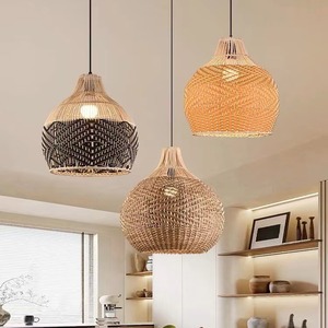 โคมไฟระย้าหวายทรงกลม E27 LED สำหรับโรงแรม ร้านอาหาร ห้องนอน ระเบียง ทำด้วยมือ สไตล์วาบิซาบิ - Product Image 1