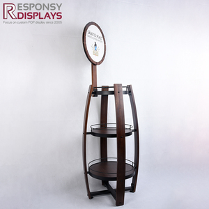 Estante de exhibición de pie de suelo de madera vintage con estantes de tres niveles para licor, vino y bebidas en tienda de <span class=keywords><strong>Bar</strong></span> minorista - Product Image 5