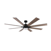 Ventilateur de plafond LED géant moderne de 60 pouces avec 8 pales en contreplaqué noir, télécommande et éclairage pour patio