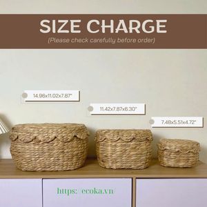 Paniers de rangement tressés en jacinthe d'eau avec couvercles, ensemble de paniers pour cuisine, garde-robe et étagères - Product Image 3