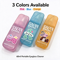 Nettoyant pour lunettes en spray mignon motif dessin animé 80ml, liquide nettoyant pour lentilles parfum vanille, 600 lingettes, flacon plastique pour lunettes et objectifs d'appareil photo