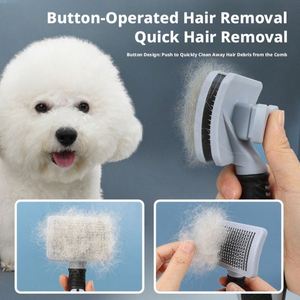Brosse auto-nettoyante en plastique pour chiens à poils longs/courts - Élimination des nœuds et prévention des poils lâches - Product Image 5