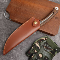 Couteau de chasse et de camping Hongrui 2026, nouveau modèle, design feuille, acier 7cr17MOV, lame fixe, manche en bois de rose