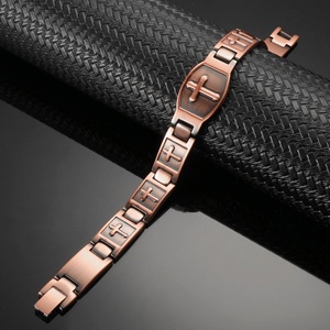 Custom Wholesale Fashion Men's Magnetic Therapy Geometric Trendy Chain & Link Pure <b>Copper</b> <b>Bracelets</b> - Product Image 2