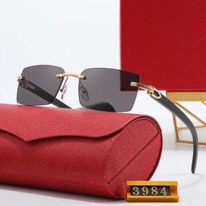 Nuovo Brand Occhiali da Sole Quadrati Senza Montatura di Lusso Retrò da Guida di Design alla Moda per Uomo e Donna con Logo e Scatola - Product Image 1