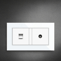 Panneau en verre cristal Delviz sans logo, prise d'interface CAT5E, adaptateur de module RJ45, port d'ordinateur, câble réseau + prise murale TV