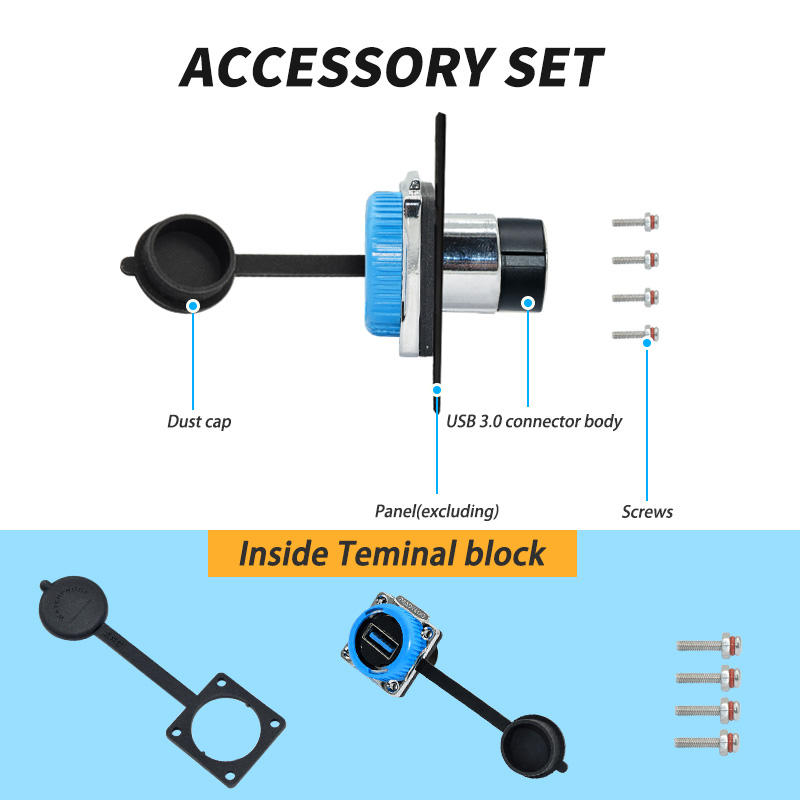 IP67 Waterproof USB 3.0 Panel Mount Connector Female to Female M20 Nylon Coupler