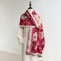 Nouvelle Écharpe en Polyester Jacquard Floral Style Ethnique Effet Cachemire 2026 – Élégante, Polyvalente, Chaude pour Seniors d'Âge Moyen – Automne Hiver