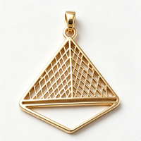 Colgante Piramidal Chapado en Oro, Amuleto Geométrico Pulido de Latón para Collar o Pulsera