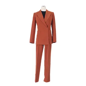 Ladies Business Suits Sets for Working Office Wear Sexy Women's Suits Orange Blazers and Trousers Sets