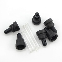 Ensemble de bouchon compte-gouttes personnalisé, tête de pression en caoutchouc + collier à vis en PP + pipette en verre transparent pour l'emballage de flacons d'huiles essentielles
