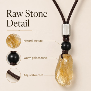 Wholesale Natural Raw Citrine <strong>Necklace</strong> Adjustable <strong>Braided</strong> Cord Crystal Pendant November Birthstone Jewelry for Men Women Bulk - Product Image 3