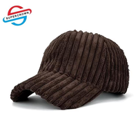 Casquette de baseball unisexe en velours côtelé vierge, 6 panneaux, visière incurvée, personnalisable avec logo, pour hommes et femmes