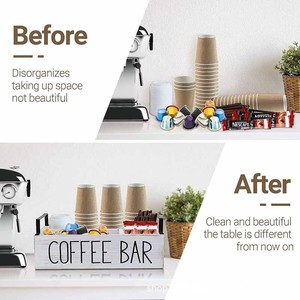 Wooden Coffee Storage <b>Box</b> Rectangle Compartmentalized Desktop Organizer For <b>Tea</b> Bag And Coffee Supplies - Product Image 3