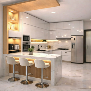 Mobile da <span class=keywords><strong>Cucina</strong></span> in Compensato Premium con Pannello Anti-umidità e Garage Nascosto per Elettrodomestici, Ideale per Locale Servizi Funzionale - Product Image 2