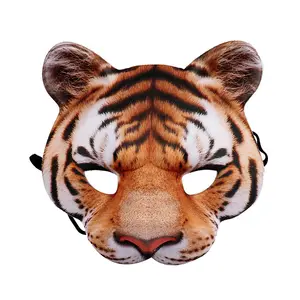 Máscara de media cara de tigre de Halloween Cosplay fiesta de disfraces máscaras faciales de aspecto realista