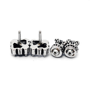 Pendientes de tuerca yunique, cuadrados negros, con circonita, engaste de garra, acero de titanio, estilo geométrico punk - Product Image 3