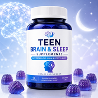 Gummies de mélatonine végétaliennes pour le cerveau et le sommeil, marque privée, OEM/ODM, concentration et sommeil, 60 gummies, complément alimentaire