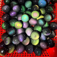 Sphère en Obsidienne Noire Naturelle Polie de 3,5-4 cm avec Éclat Arc-en-Ciel, Mini Boule de Pierre Fine en Cristal pour Décoration d'Intérieur
