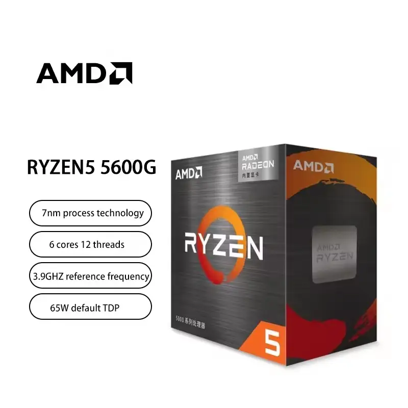 NEU AMD Ryzen 5 5600G PROZESSOR 12 THREADS 3,9 GHz 65 W BOX Massenprozessor 65 W AM4 Schnittstelle Boxed AMD AM4 für Socket-Gaming-Hauptplatine