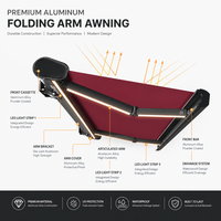 Auvent rétractable motorisé électrique de luxe sur mesure OEM, bras pliants, cadre en aluminium, télécommande, protection UV, personnalisable