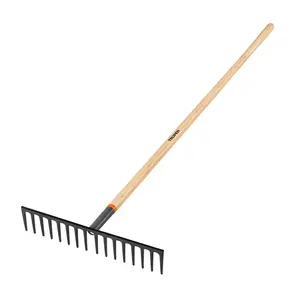 Truper 60 'Mango Rastrillo recto reforzado con 16 dientes Herramienta de jardín duradera - Product Image 1