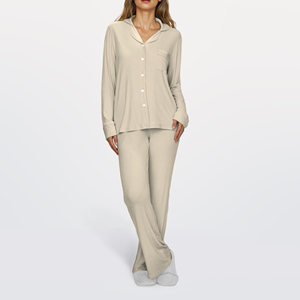 Ensemble de pyjama long en modal Lenzing pour adulte, vêtements de détente doux pour femmes, pyjamas, vêtements de nuit, ensemble de détente pour dormir - Product Image 1