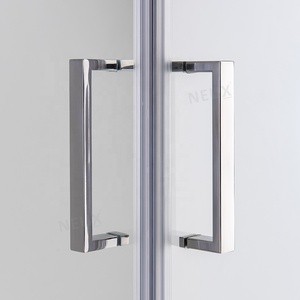 Cabine de douche en <span class=keywords><strong>verre</strong></span> à <span class=keywords><strong>double</strong></span> porte coulissante carrée pour salle de bain avec gros rouleaux Cabine de douche à <span class=keywords><strong>double</strong></span> porte - Product Image 5