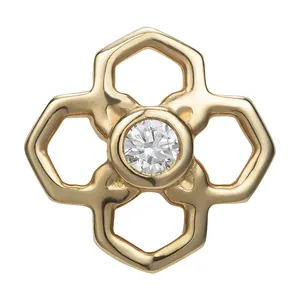 Giometal Premium 18KT Ouro Sólido Imprensa Fit Threadless Termina com Diamante Genuíno De Luxo Corpo Piercing Fabricante