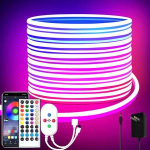แถบไฟนีออนอัจฉริยะ SMD 5050แถบไฟ <span class=keywords><strong>LED</strong></span> ยืดหยุ่นได้กันน้ำพร้อมรีโมทคอนโทรลไฟ <span class=keywords><strong>LED</strong></span> 5050 RGB